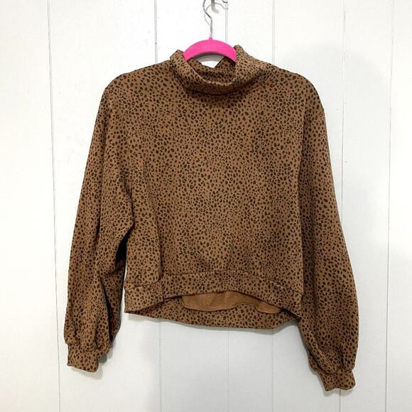 Abercrombie & Fitch Brown Animal Print Soft A&F Collection Mock Neck Sweatshirt - Picture 1 of 6